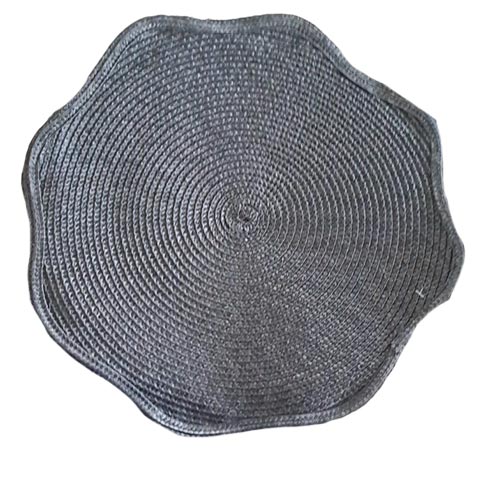 Mantel individual redondo gris con orilla ondulada de 38cm
