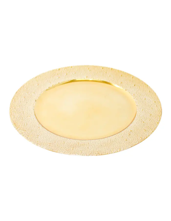 Plato de presentación dorado liso con puntos en la orilla de 33cm - Image 2