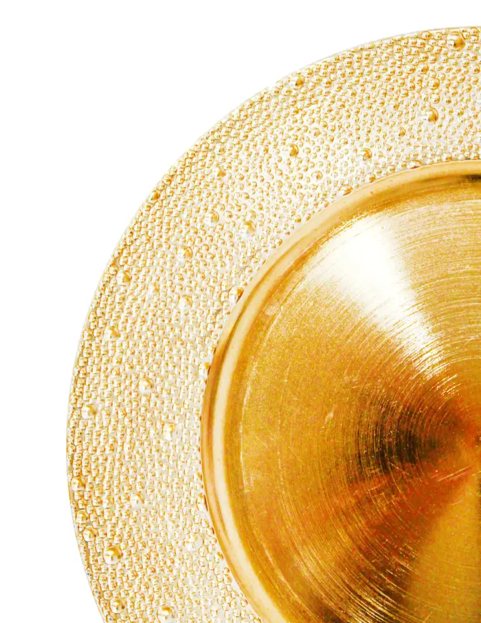 Plato de presentación dorado liso con puntos en la orilla de 33cm - Image 3