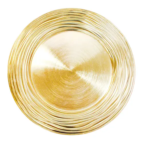Plato de presentación dorado con rayas onduladas de 33cm
