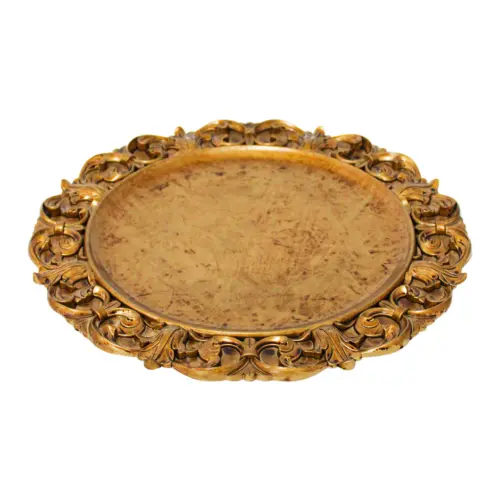 Plato de presentación dorado patinado diseño grecas de 36cm