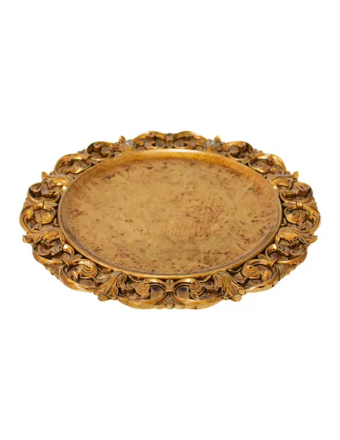 Plato de presentación dorado patinado diseño grecas de 36cm - Image 2
