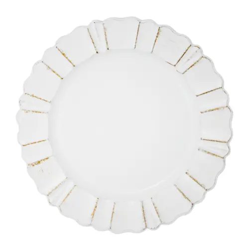 Plato de presentación blanco diseño orillas onduladas de 33cm