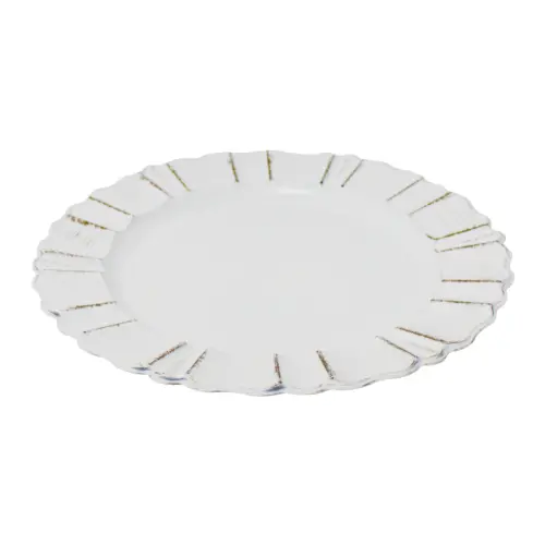 Plato de presentación blanco diseño orillas onduladas de 33cm