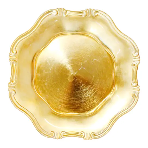 Plato de presentación dorado diseño ondulado de 33cm