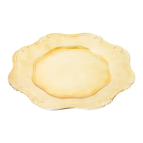 Plato de presentación dorado diseño ondulado de 33cm