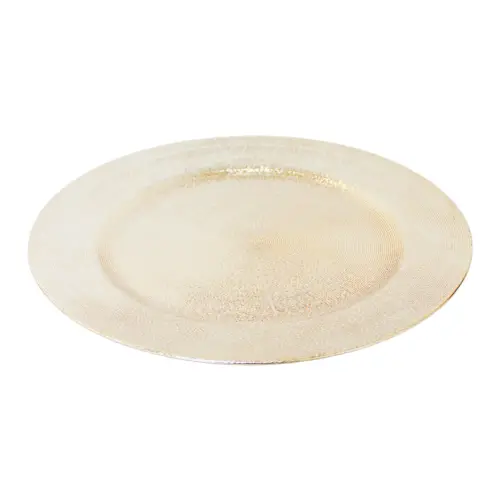 Plato de presentación dorado rayado de 33cm