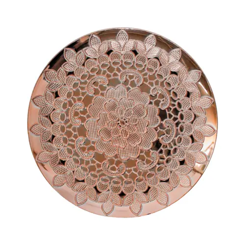 Plato de presentación cobre diseño flor de 33cm