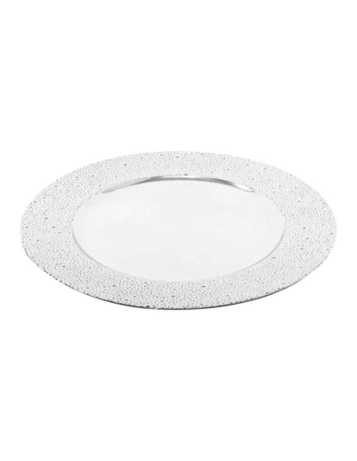 Plato de presentación plata liso con puntos en la orilla de 33cm - Image 2