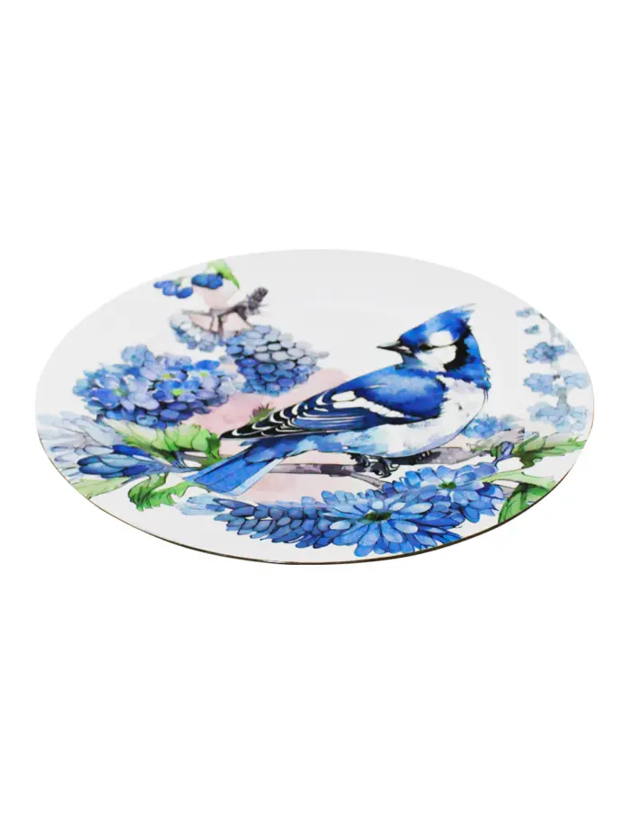 Plato de presentación con flores azules y ave de 33cm - Image 2