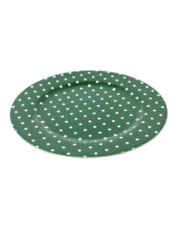 Plato de presentación verde con puntos blancos de 33cm - Image 2