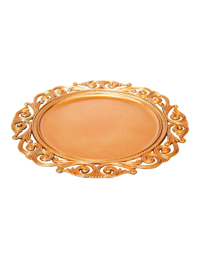 Plato de presentación dorado matizado con grecas de 33cm - Image 2