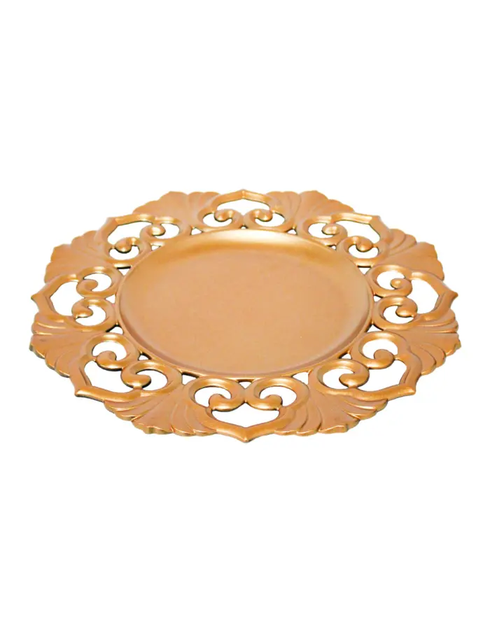 Plato de presentación dorado mate diseño grecas y hojas de 33cm - Image 2