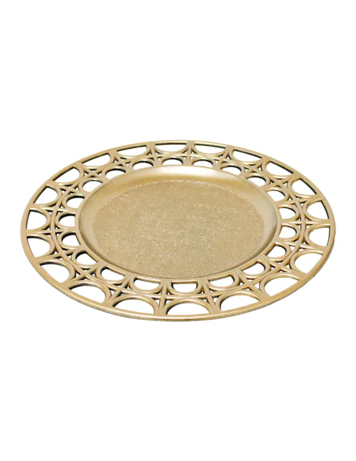 Plato de presentación beige diseño calado en la orilla de 33cm - Image 2