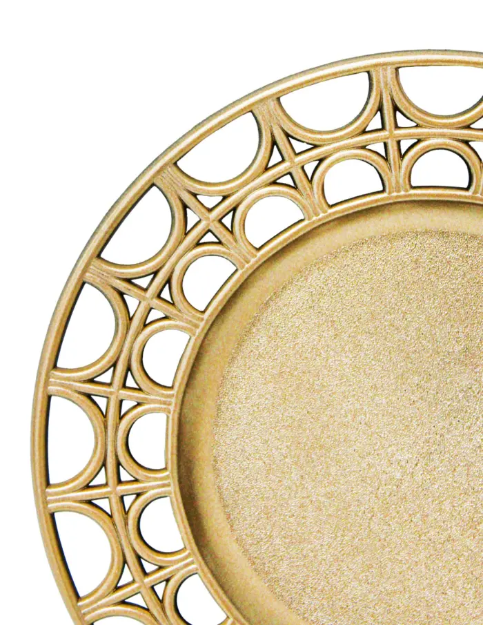 Plato de presentación beige diseño calado en la orilla de 33cm - Image 3