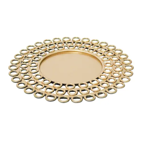 Plato de presentación dorado diseño círculos en la orilla de 33cm