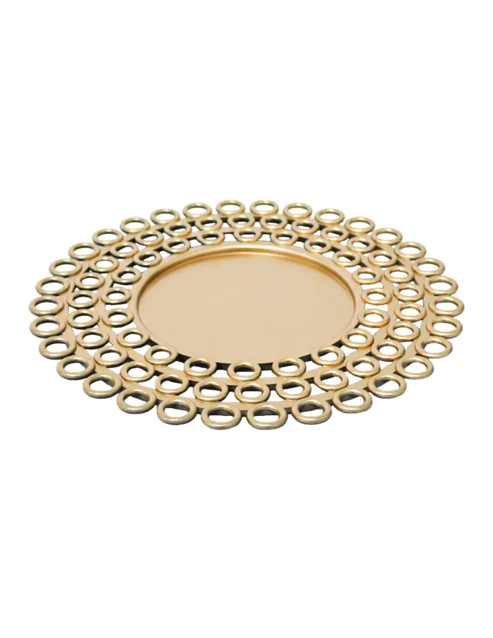 Plato de presentación dorado diseño círculos en la orilla de 33cm - Image 2