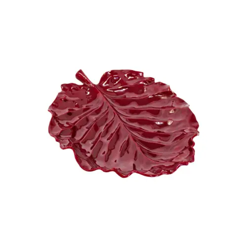Plato de melamina diseño hoja rojo de 31x24x1.4cm