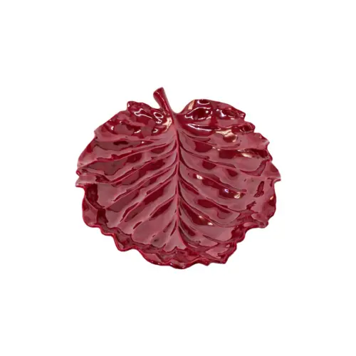 Plato de melamina diseño hoja rojo de 31x24x1.4cm