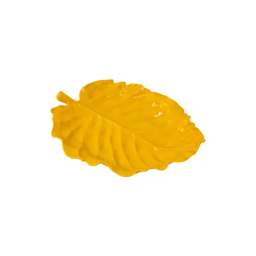 Plato de melamina diseño hoja amarillo de 31x24x1.4cm