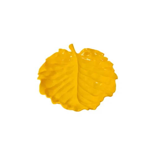 Plato de melamina diseño hoja amarillo de 31x24x1.4cm