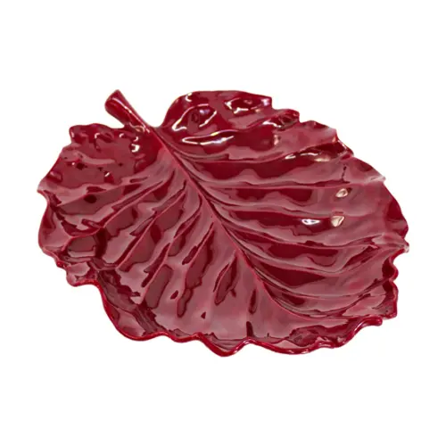 Plato de melamina diseño hoja rojo de 43x34x1.4cm
