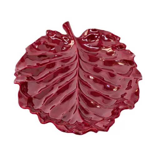 Plato de melamina diseño hoja rojo de 43x34x1.4cm