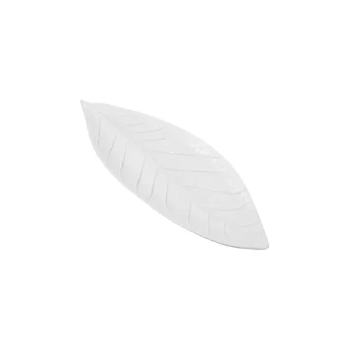 Plato de melamina diseño hoja blanco de 13x36x1.3cm