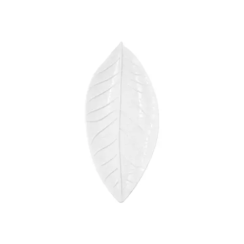 Plato de melamina diseño hoja blanco de 13x36x1.3cm