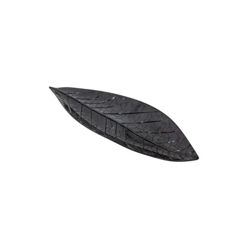 Plato de melamina diseño hoja negro de 13x36x1.3cm