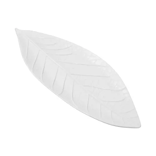 Plato de melamina diseño hoja blanco de 17x47x1.2cm