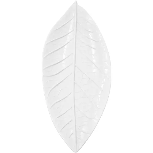 Plato de melamina diseño hoja blanco de 17x47x1.2cm