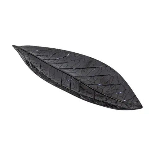 Plato de melamina diseño hoja negro de 17x47x1.2cm