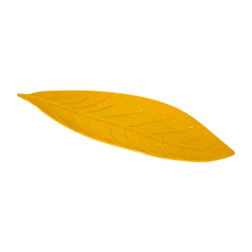 Plato de melamina diseño hoja amarillo de 17x47x1.2cm