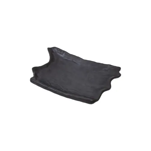Plato de melamina diseño hoja negro de 18×27.5x5cm
