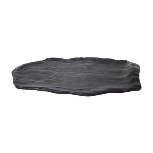 Plato de melamina rectangular negro de 21x40x1.2cm