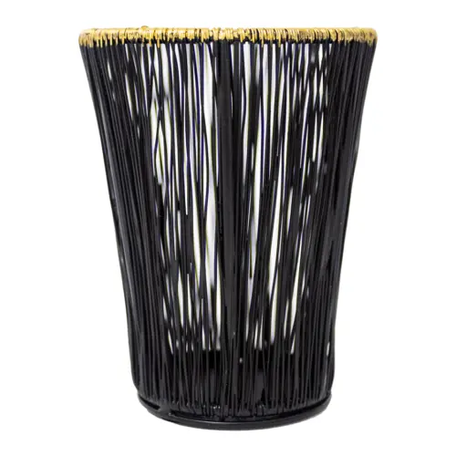 Candelabro de metal tejido negro con dorado de 11.6×9.5cm