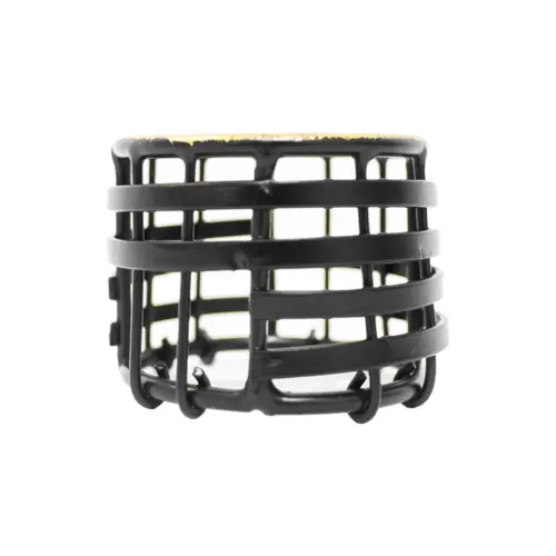Servilletero de metal tejido negro con orilla dorado de 4x5cm