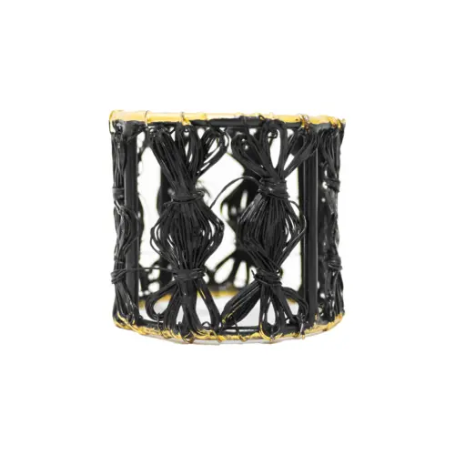 Servilletero de metal tejido negro con orilla dorada de 3.75x5cm