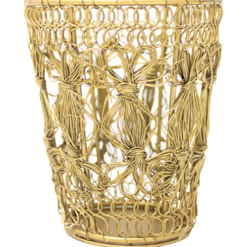 Candelabro de metal tejido dorado de 11.5×9.5cm