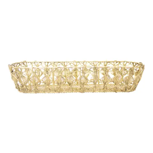 Base de metal tejida ovalada dorada de 7.5x38x9.5cm