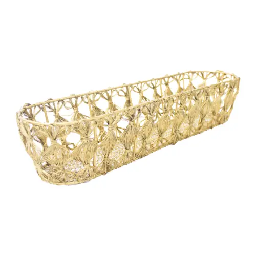 Base de metal tejida ovalada dorada de 7.5x38x9.5cm
