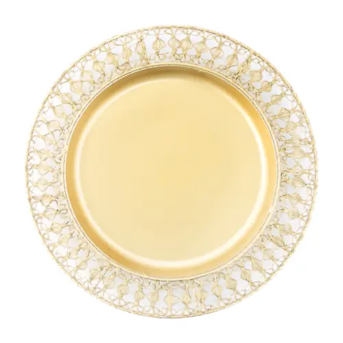 Plato de metal tejido dorado de 1.5x36cm