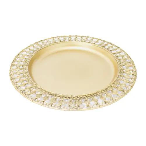 Plato de metal tejido dorado de 1.5x36cm