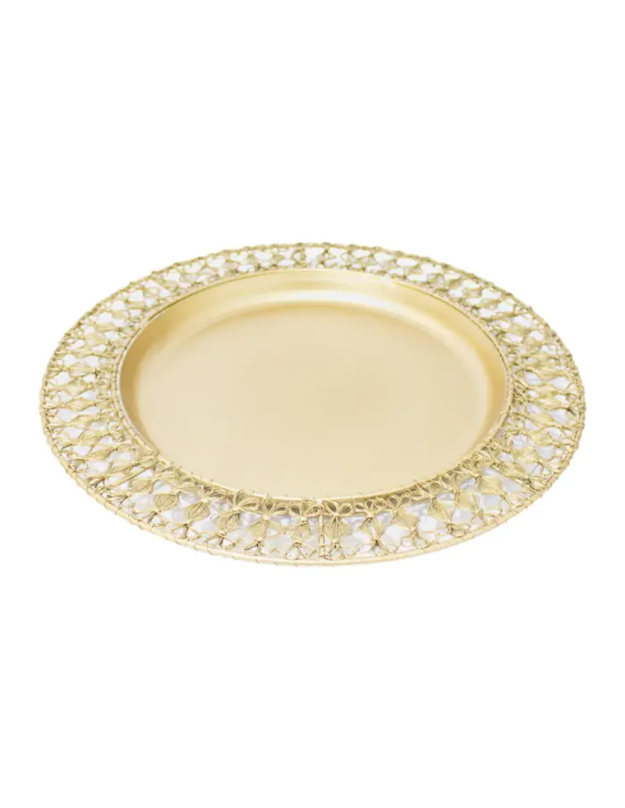 Plato de metal tejido dorado de 1.5x36cm - Image 2
