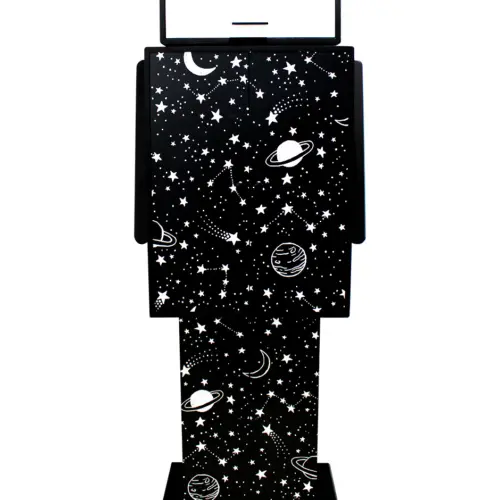 Armario de madera diseño robot negro estampado planetas de 70x36x180cm