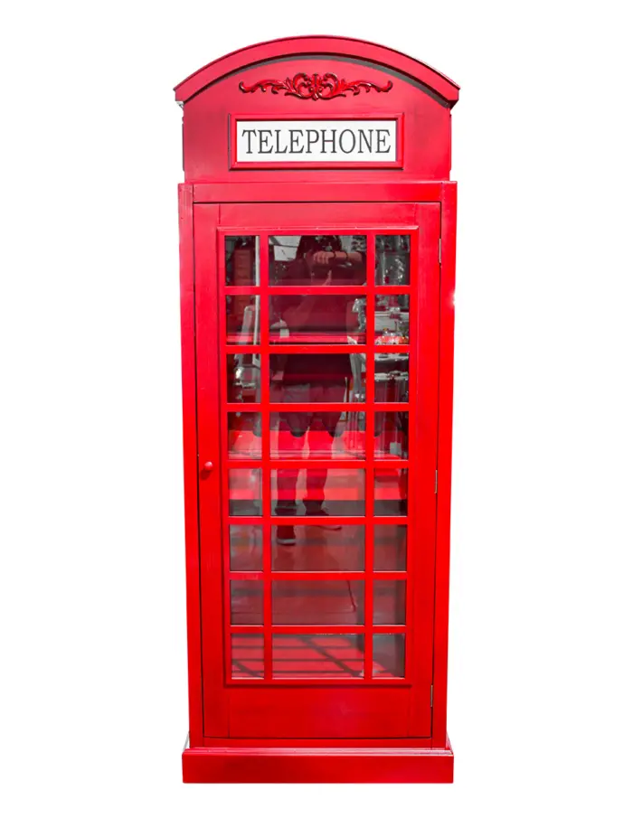 Cava diseño cabina telefónica roja de 73x40x198cm - Image 2