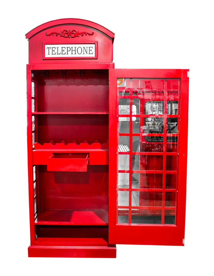 Cava diseño cabina telefónica roja de 73x40x198cm - Image 3
