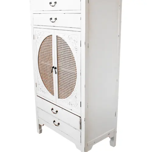 Armario de madera con 4 cajones y puertas diseño vintage de 70x40x135cm