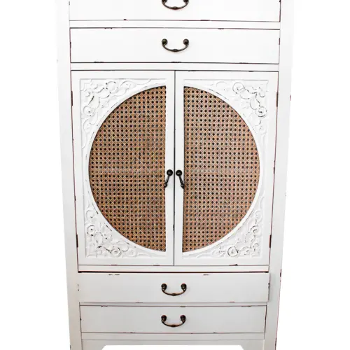 Armario de madera con 4 cajones y puertas diseño vintage de 70x40x135cm